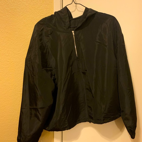 Plus Zipper Front Drawstring Windbreaker Jacket - Picture 1 of 2